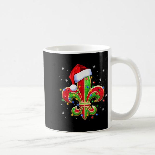 Mug Fleur De Lis Christmas Ornament With Santa Hat Xma (Droite)