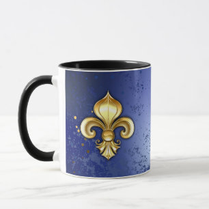 Mug Fleur de lis dorée sur fond bleu