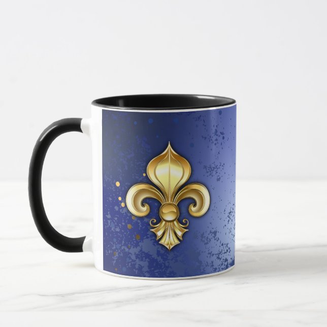 Mug Fleur de lis dorée sur fond bleu (Gauche)