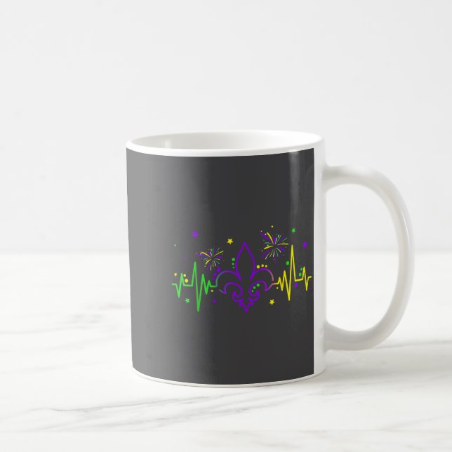 Mug Fleur De Lis Heartbeat Nurse Mardi Gras Carnival M (Droite)
