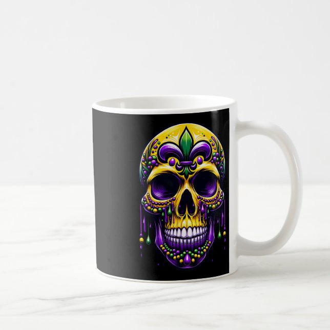 Mug Fleur De Lis Mardi Gras Crâne Carnaval de la Nouve (Droite)