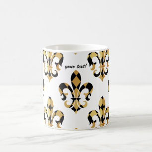 Mug Fleur de Lis/noir/or/DIYfont
