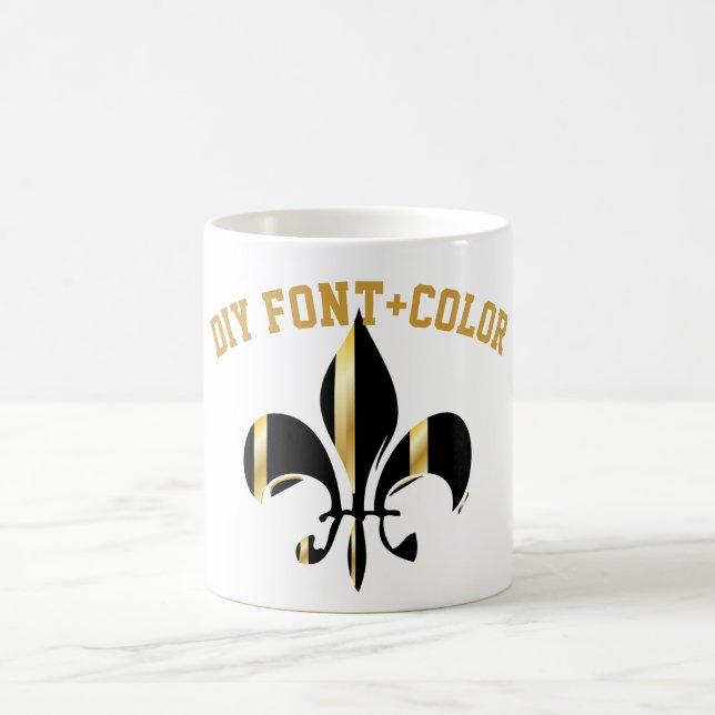 Mug Fleur de Lis/noir/or/DIYfont (Centre)