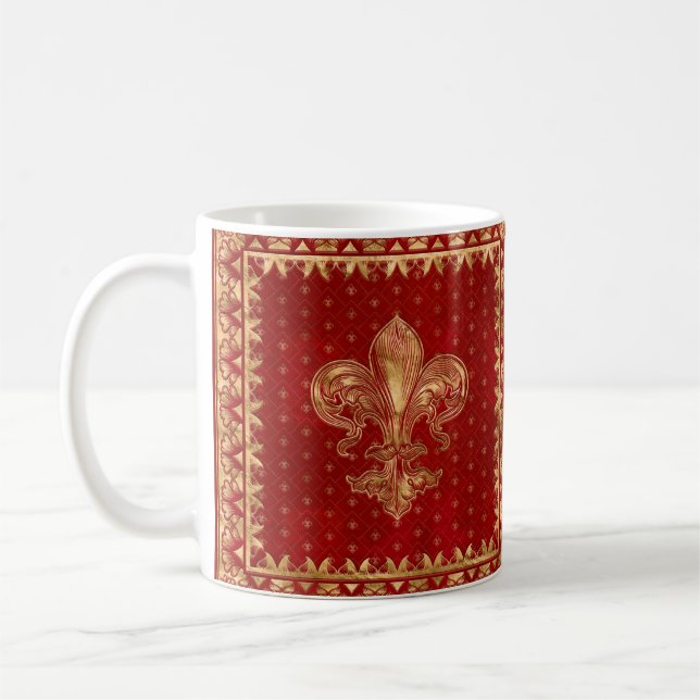 Mug Fleur de lis ornement Luxe Rouge (Gauche)