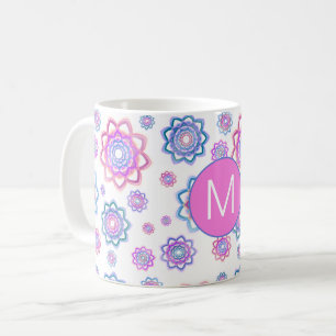 Mug Fleur de Lotus coloré Monogramme rose pastel vert