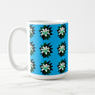 Mug Fleur de lys blanche avec feuilles vert foncé