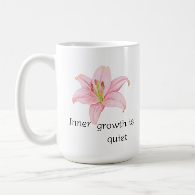 Mug Fleur de Lys Rose Croissance Intérieure Inspirante (Gauche)