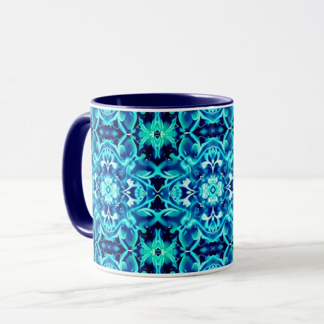 Mug Fleur de mandala à l'aquarelle dans des nuances de (Devant gauche)