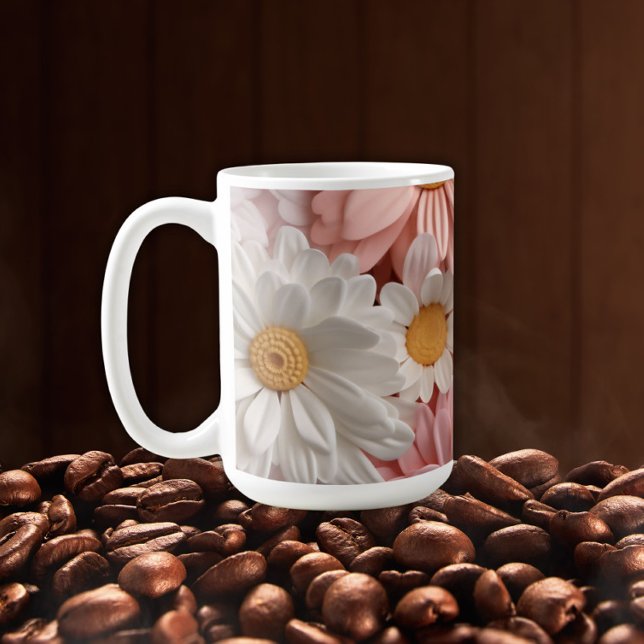 Mug Fleur de marguerite 3D rose et blanche (Créateur téléchargé)