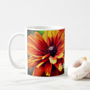 Mug Fleur de marguerite orange personnalisée
