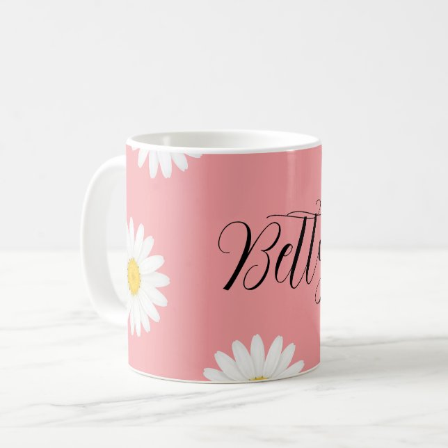 Mug Fleur de marguerite rose personnalisée  (Devant gauche)