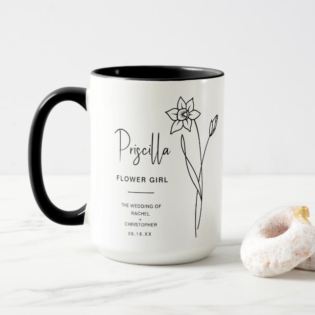 Mug Fleur de mars | Daffodique Fleur de naissance (Avec donut)