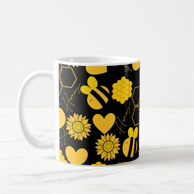 Mug fleur de miel vintage fleuri jaune (Gauche)