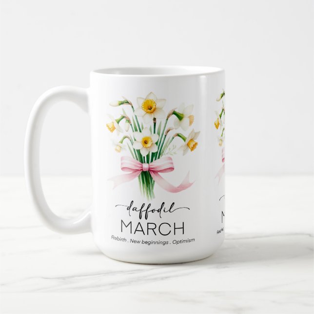 Mug Fleur de mois de naissance magnifique/Narcisse/Mar (Gauche)