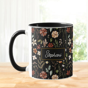 Mug Fleur de Monogramme Aquarelle Vintage Floral