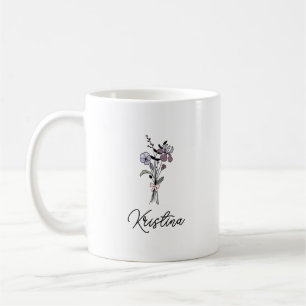 Mug Fleur de naissance de février & Nom en écriture él