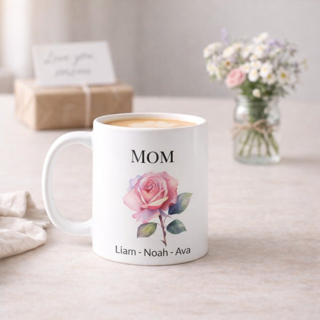 Mug Fleur de naissance de maman juin avec les prénoms  (Créateur téléchargé)
