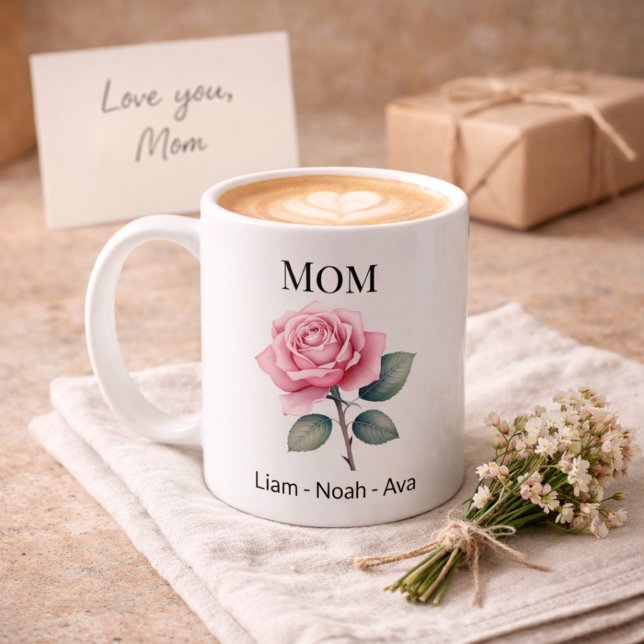 Mug Fleur de naissance de maman juin avec les prénoms  (Créateur téléchargé)
