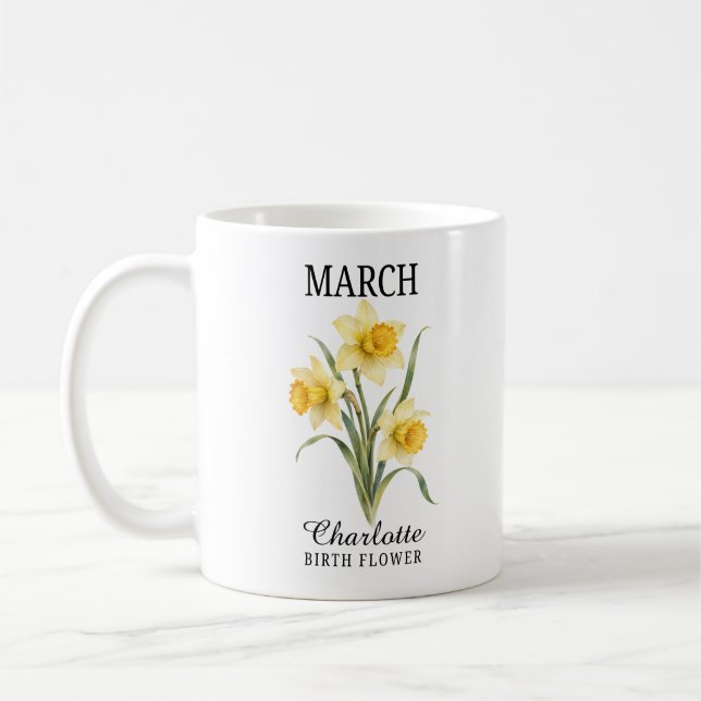Mug Fleur de naissance de mars Jonquille (Gauche)