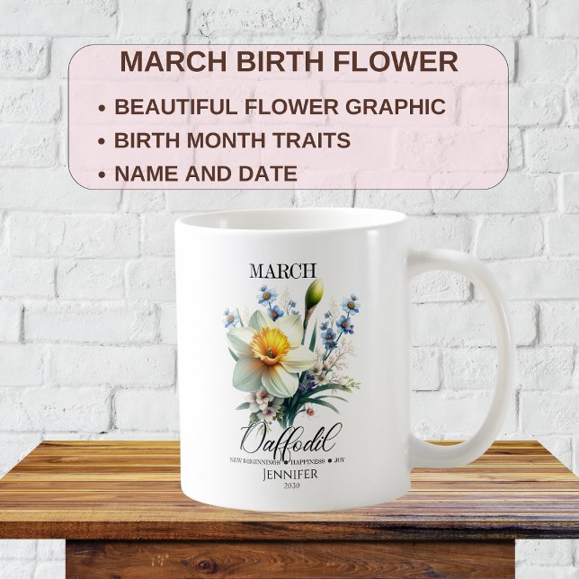 Mug Fleur de naissance de mars personnalisable Narciss (Créateur téléchargé)