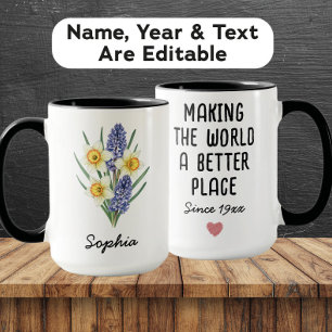 Mug Fleur de naissance de mars personnalisée - Nom per