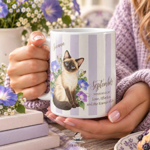 Mug Fleur de naissance de septembre Matin Gloire Chat