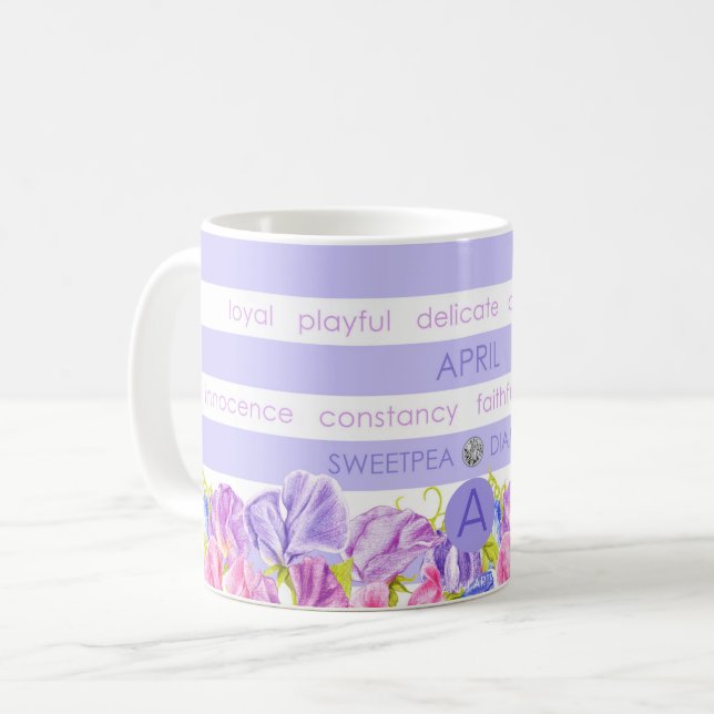 Mug Fleur de naissance et Gem Strig Avril (Devant gauche)
