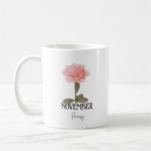 Mug Fleur de naissance NOVEMBRE Anniversaire Peony ros
