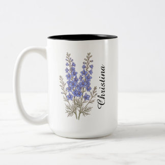 Mug Fleur de Naissance personnalisé de Larkspur de