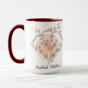 Mug Fleur de naissance personnalisée avec nom personna