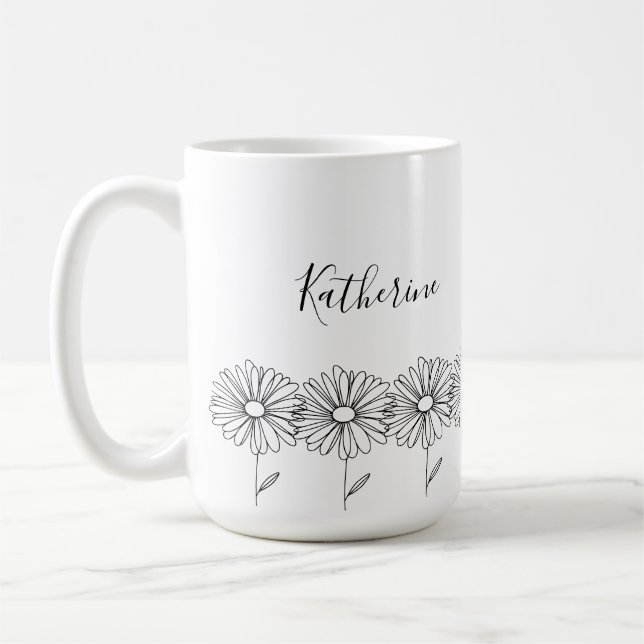 Mug Fleur de naissance personnalisée avril daisy (Gauche)