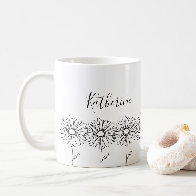 Mug Fleur de naissance personnalisée avril daisy (Avec donut)