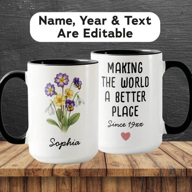 Mug Fleur de naissance personnalisée de février - Nom  (Créateur téléchargé)