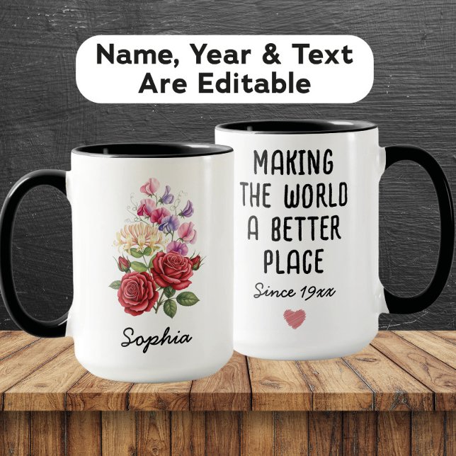 Mug Fleur de naissance personnalisée de juin - Nom per (Créateur téléchargé)
