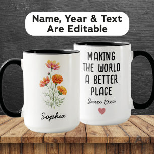 Mug Fleur de naissance personnalisée d'octobre - Nom p