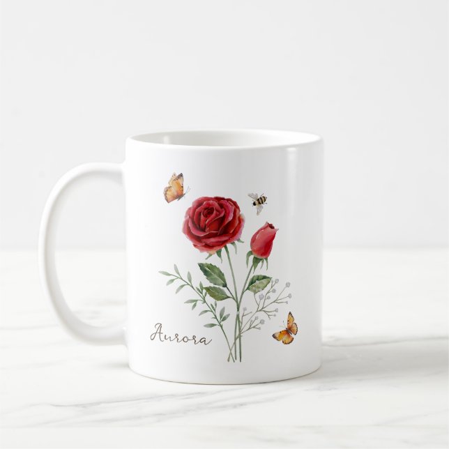 Mug Fleur de naissance Rose (Gauche)