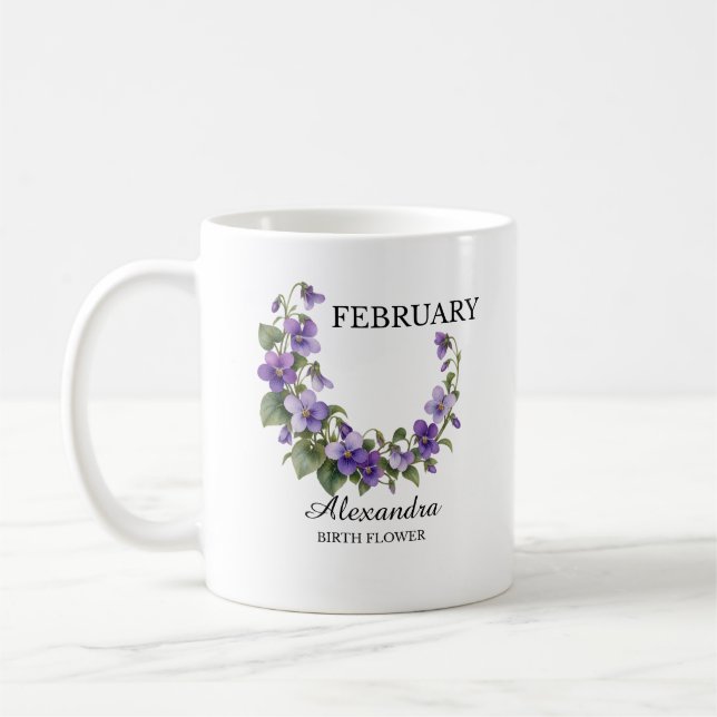 Mug Fleur de naissance violette de février (Gauche)