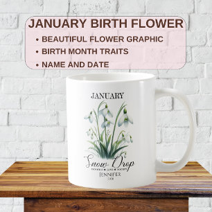 Mug Fleur de neige personnalisable de janvier Fleur de