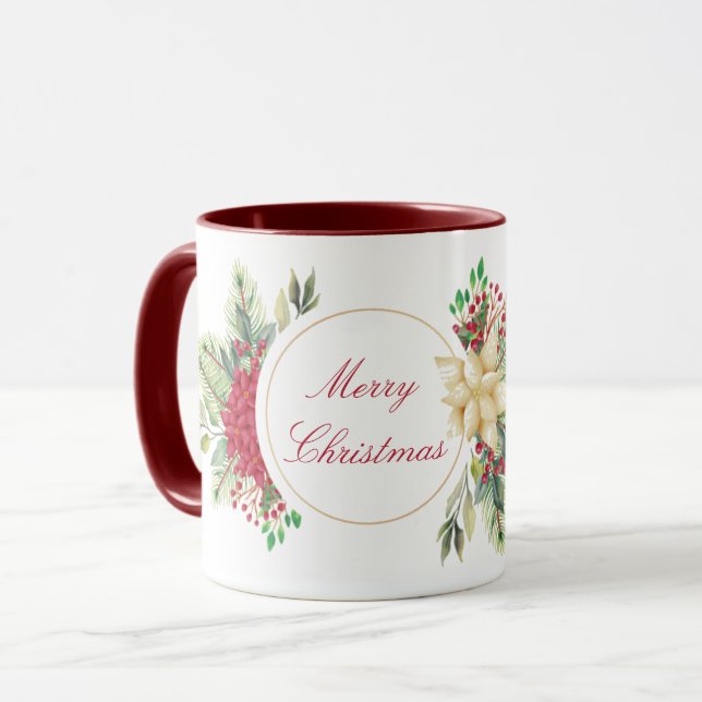 Mug Fleur de Noël vintage  (Devant gauche)