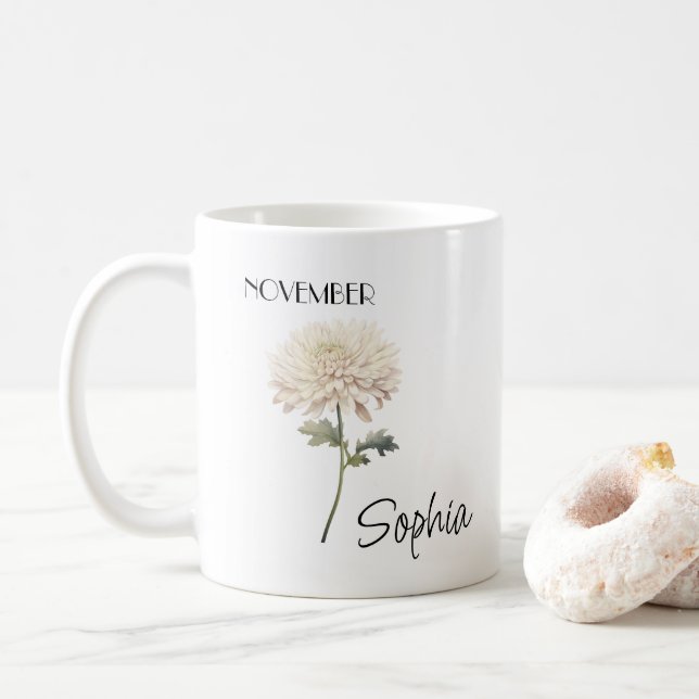 Mug Fleur de Novembre Personnalisée (Avec donut)