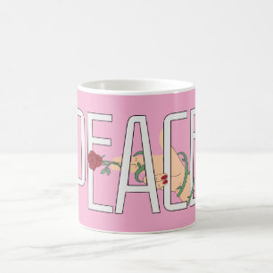 Mug Fleur de Paix Main Art de Citation Minimaliste