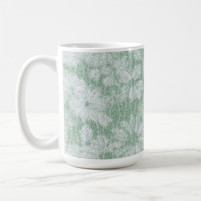 Mug Fleur de Pâquerette Veloutée Vert Menthe  (Gauche)