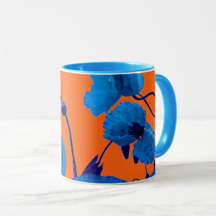 Mug Fleur de pavot aquarelle florale bleue Cadeau Favo