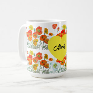 Mug Fleur de pavot orange rouge aquarelle poppies femm