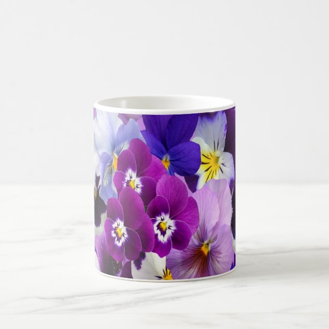 Mug Fleur de Pensée Fleurs Florales Bleu Blanc Violet  (Centre)
