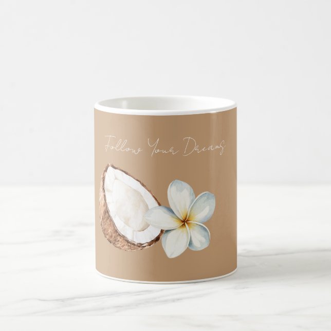 Mug Fleur de Plumeria à la noix de coco tropicale marr (Centre)