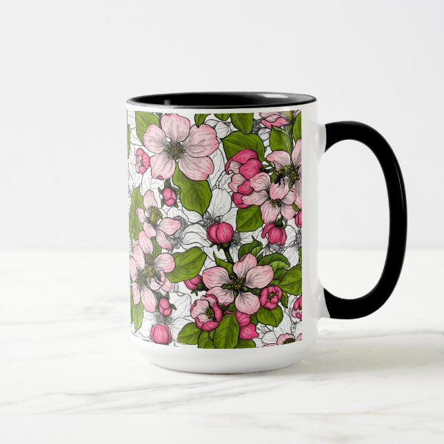 Mug Fleur de pomme sur blanc (Droite)