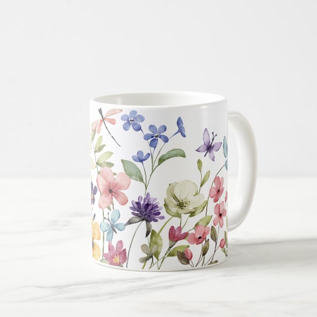 Mug Fleur de printemps avec libellule (Devant droit)