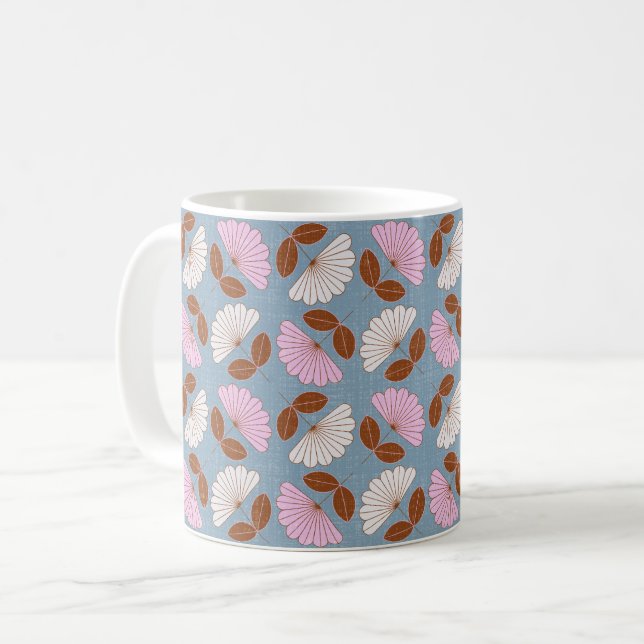 Mug Fleur de printemps - rose, bleu et blanc (Devant gauche)