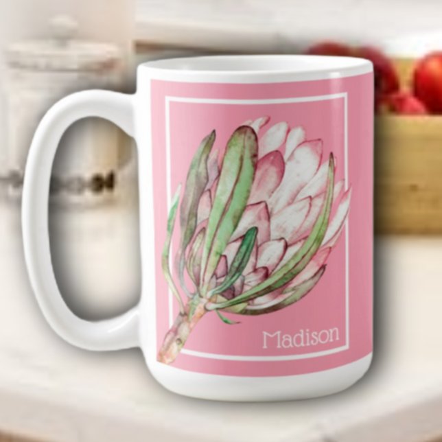 Mug Fleur de Protea tropicale sur rose (Créateur téléchargé)